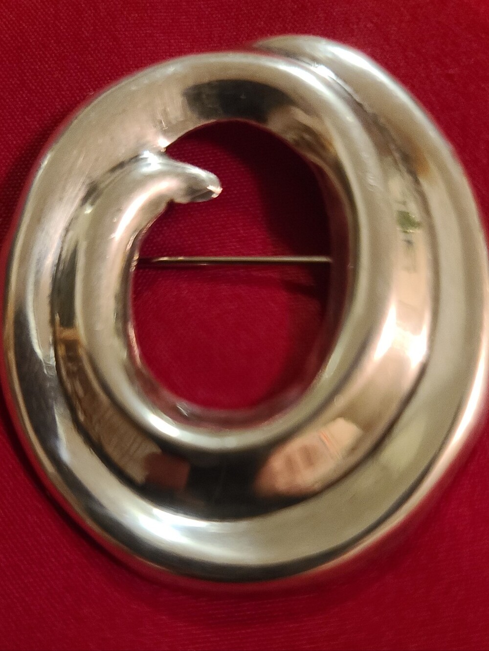 Vintage Simple Sterling Oval Swirl Mid Century Mexico Stamped Brooch 2" x 1.5"